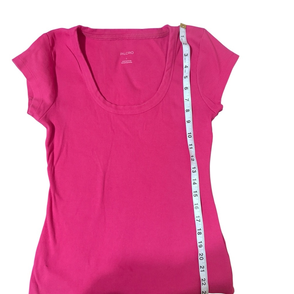 Pilcro Hot Pink Scoop Neck Short Sleeve Tee - Picture 2 of 6